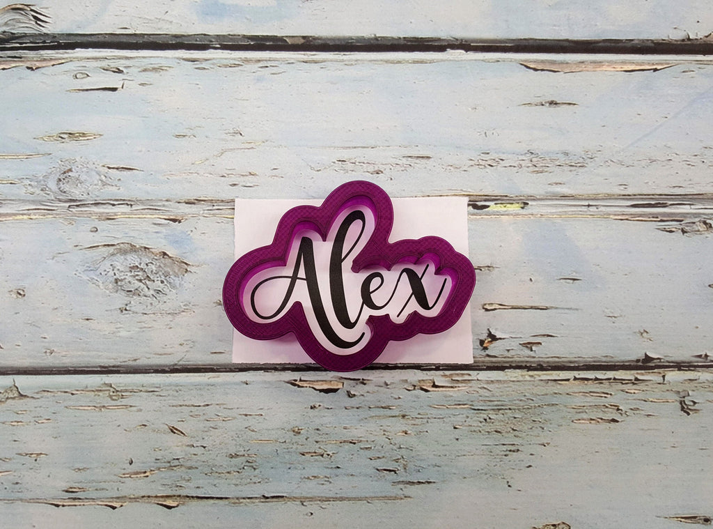 Alex Hand Lettered Cookie Cutter and Fondant Cutter and Clay Cutter with Optional Stencil