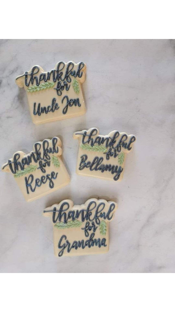 Thankful for Plaque or Place Card Cookie Cutter and Fondant Cutter and Clay Cutter with Optional Stencil