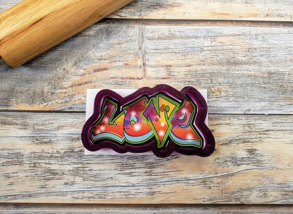 Love Graffiti Style Cookie Cutter and Fondant Cutter and Clay Cutter