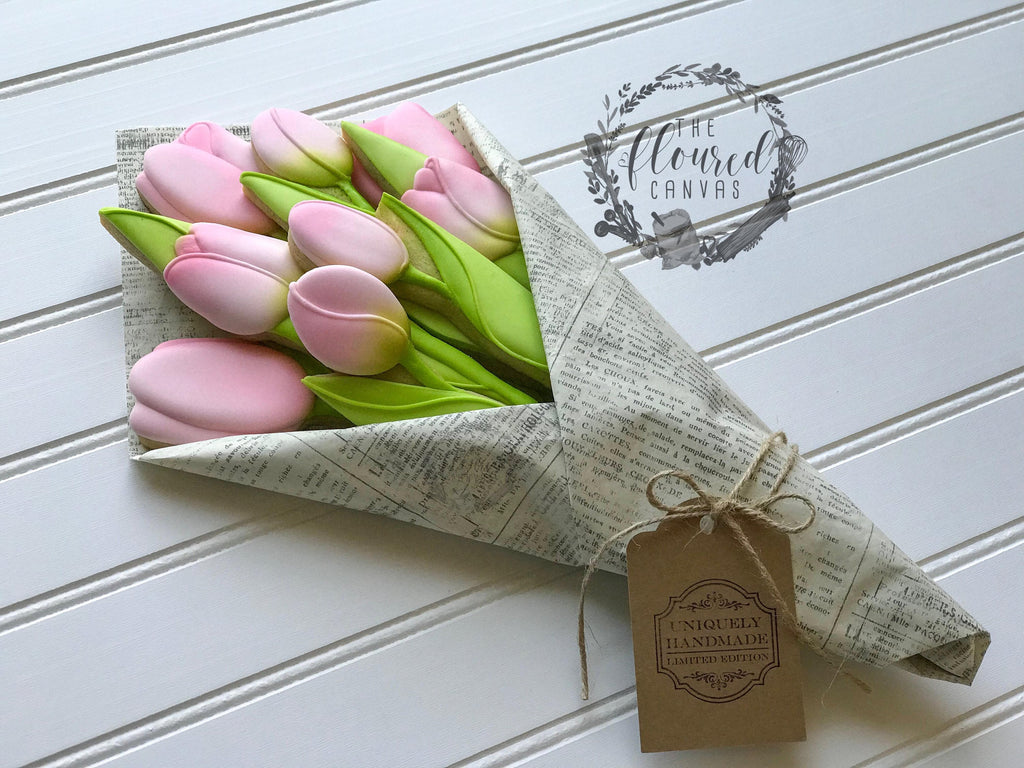 The Floured Canvas Tulip Bouquet Set of 3 Cookie Cutters and Fondant Cutters and Clay Cutters