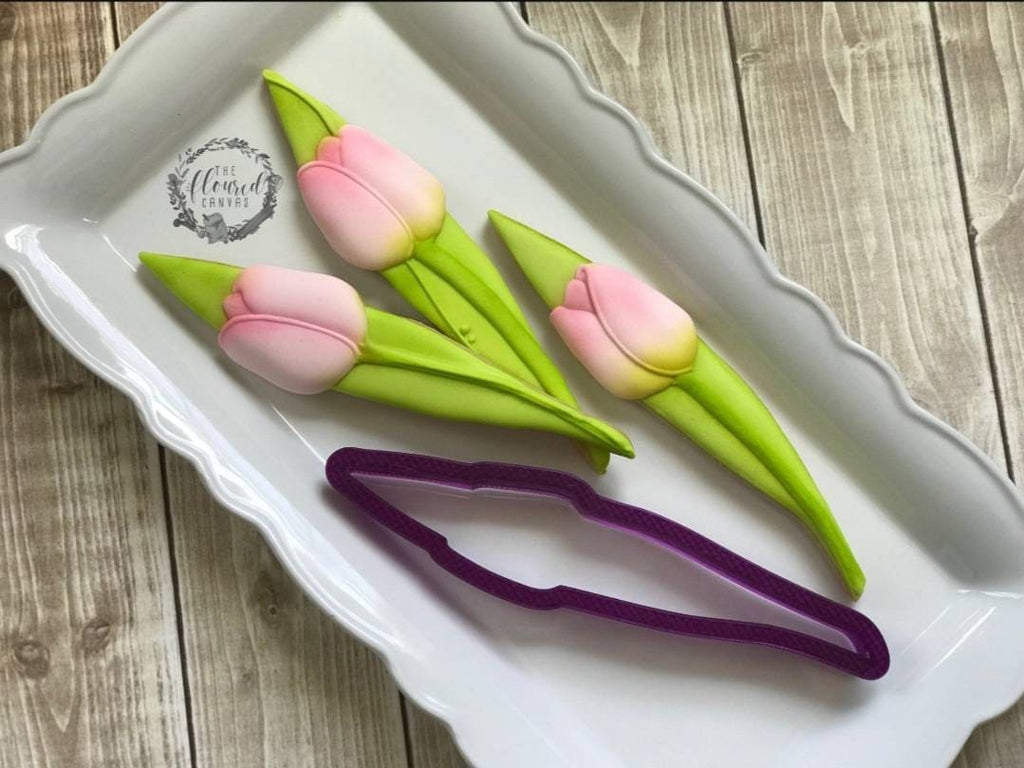 The Floured Canvas Tulip Bouquet Set of 3 Cookie Cutters and Fondant Cutters and Clay Cutters