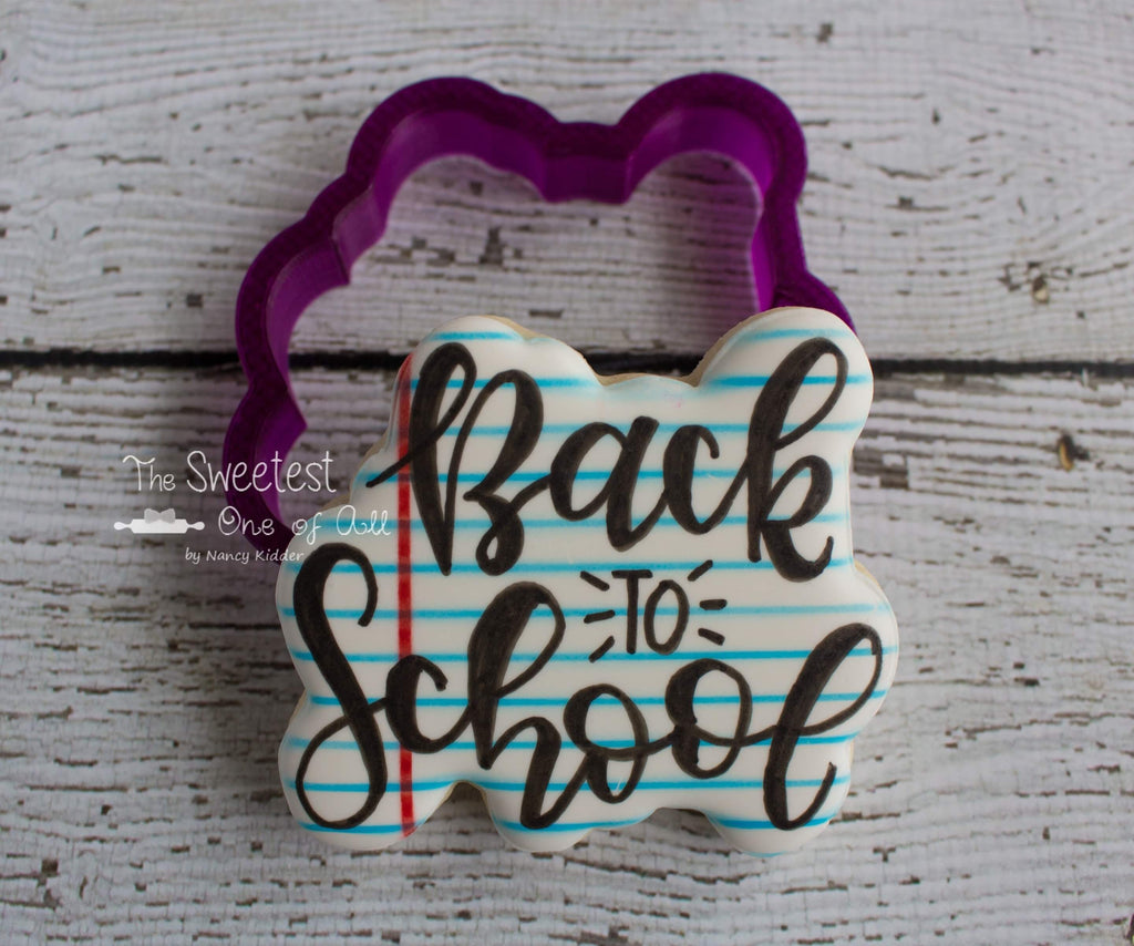 Back to School Hand Lettered Cookie Cutter and Fondant Cutter and Clay Cutter with Optional Stencil