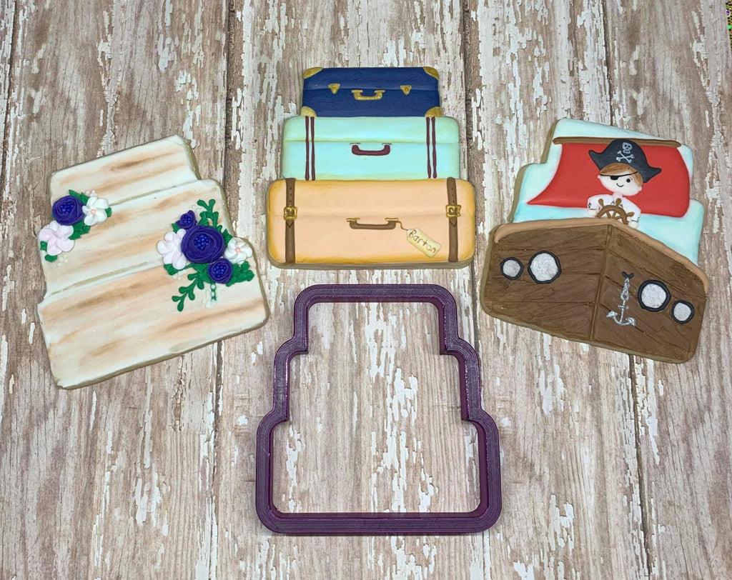 Stack of Suitcases or 3 Tiered Cake Cookie Cutter and Fondant Cutter and Clay Cutter