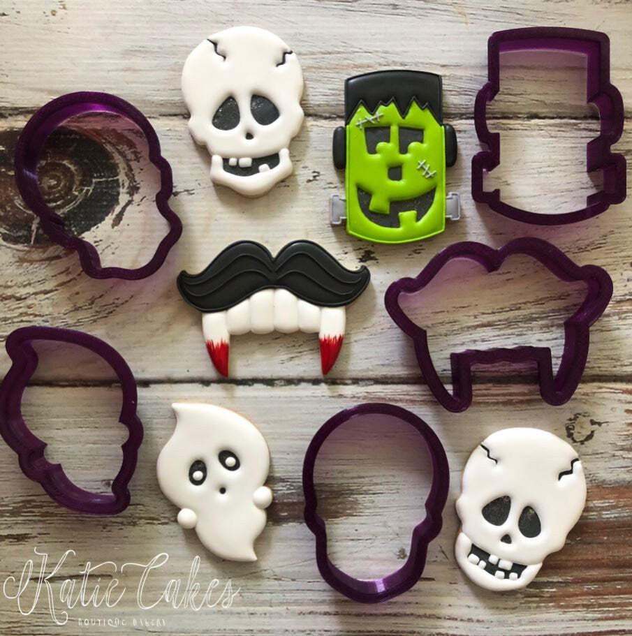 Halloween Collection #2 Set of 5 Cookie Cutters and Fondant Cutters and Clay Cutters