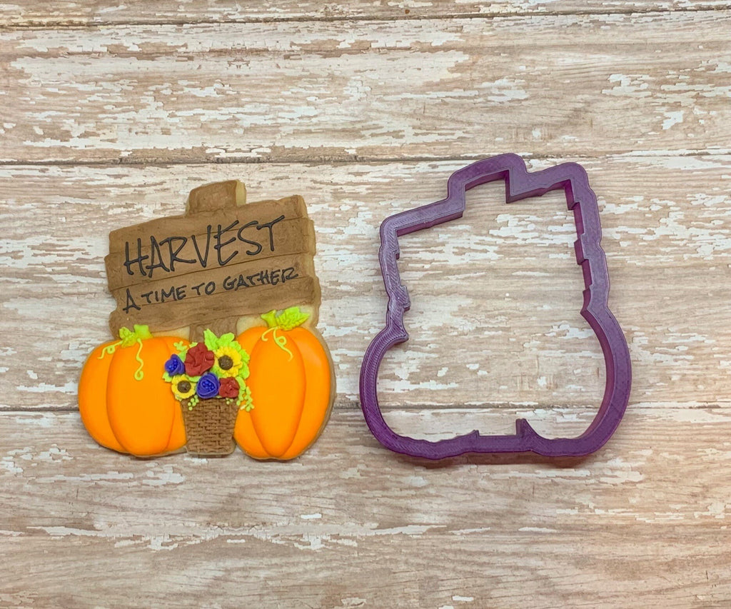 Pumpkin Patch Wooden Sign or Gone Fishing or North Pole Sign Cookie Cutter and Fondant Cutter and Clay Cutter