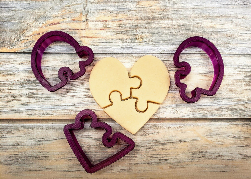 Heart Puzzle Pieces Cookie Cutter and Fondant Cutter and Clay Cutter