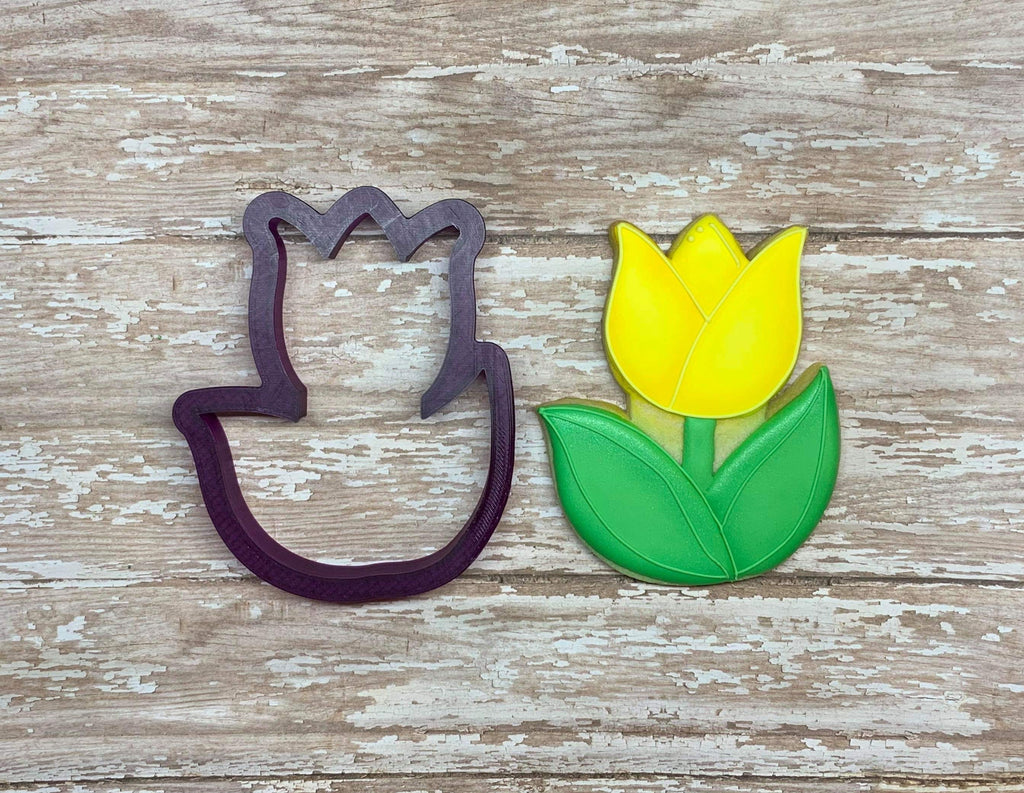 Tulip with Leaves Cookie Cutter and Fondant Cutter and Clay Cutter