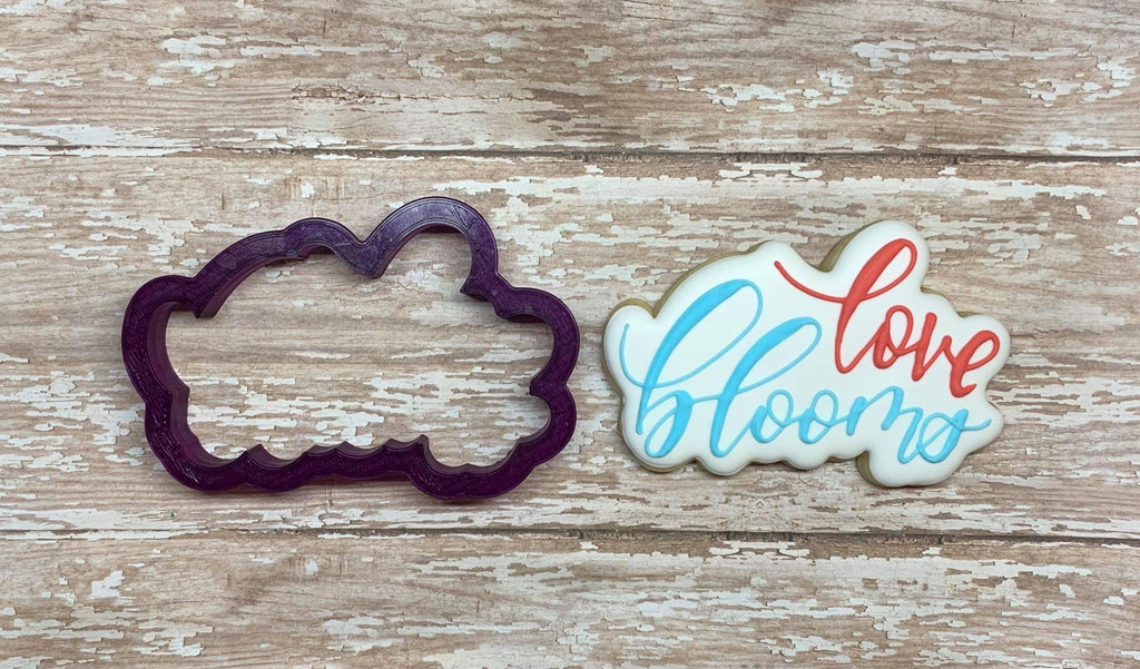 Love Blooms Hand Lettered Cookie Cutter and Fondant Cutter and Clay Cutter with Optional Stencil