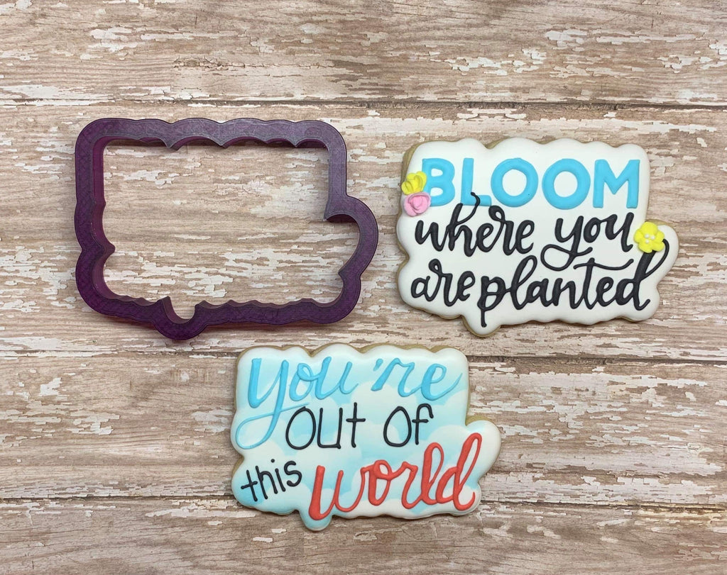 Bloom where you are planted Hand Lettered Cookie Cutter and Fondant Cutter and Clay Cutter with Optional Stencil