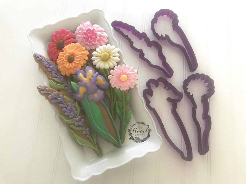 The Floured Canvas Mixed Floral Set of 4 Cookie Cutters and Fondant Cutters and Clay Cutters