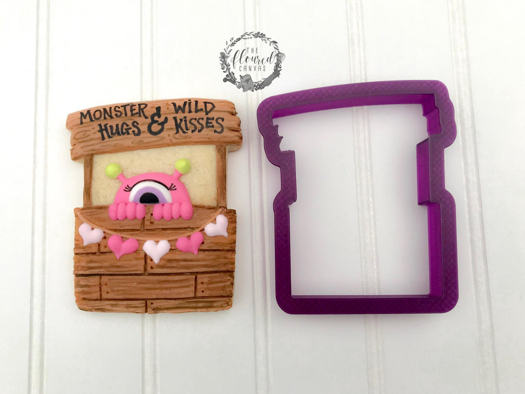 The Floured Canvas Monster Hugs & Wild Kisses set of 4 Cookie Cutter or Fondant Cutter and Clay Cutter