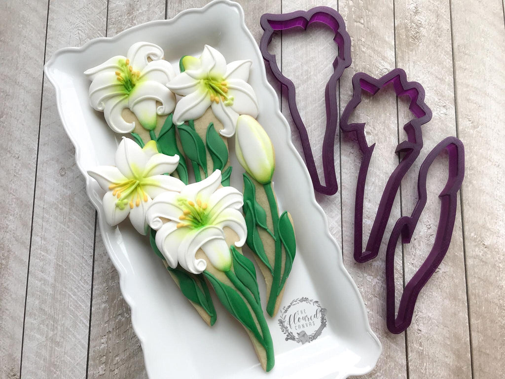 The Floured Canvas Easter Lily Bouquet Set of 3 Cookie Cutters and Fondant Cutters and Clay Cutters