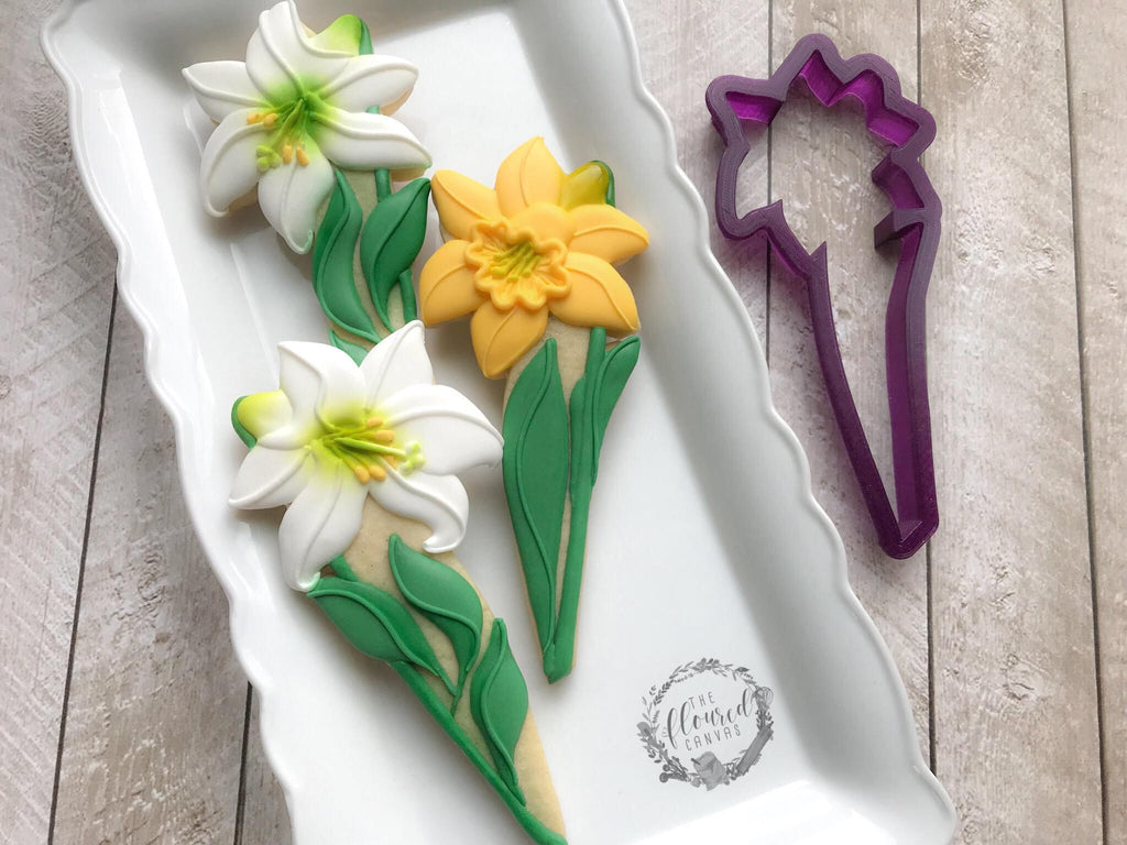 The Floured Canvas Easter Lily Bouquet Set of 3 Cookie Cutters and Fondant Cutters and Clay Cutters