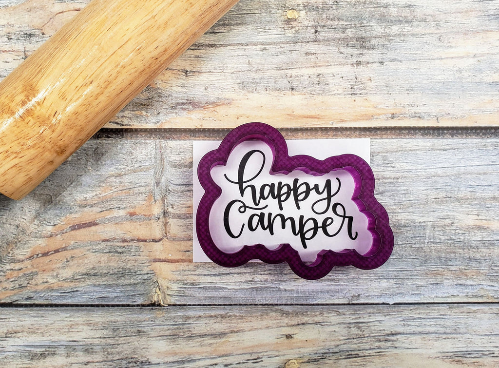 Happy Camper Hand Lettered Cookie Cutter and Fondant Cutter and Clay Cutter