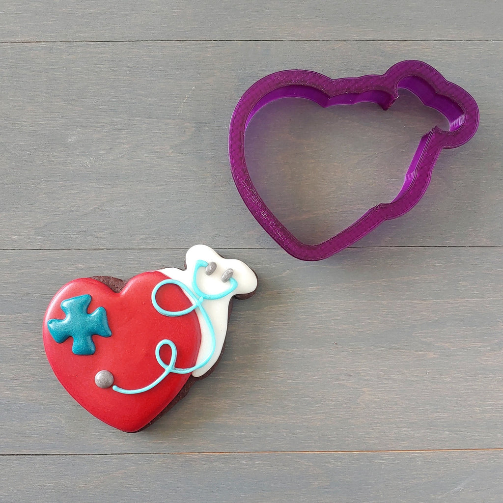 Stethoscope with heart Cookie Cutter and Fondant Cutter and Clay Cutter