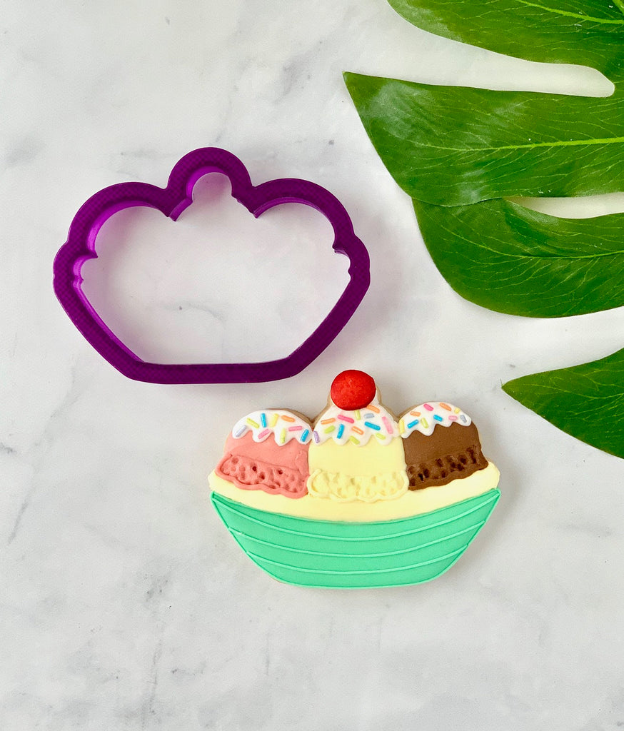 Banana Split Cookie Cutter or Fondant Cutter and Clay Cutter