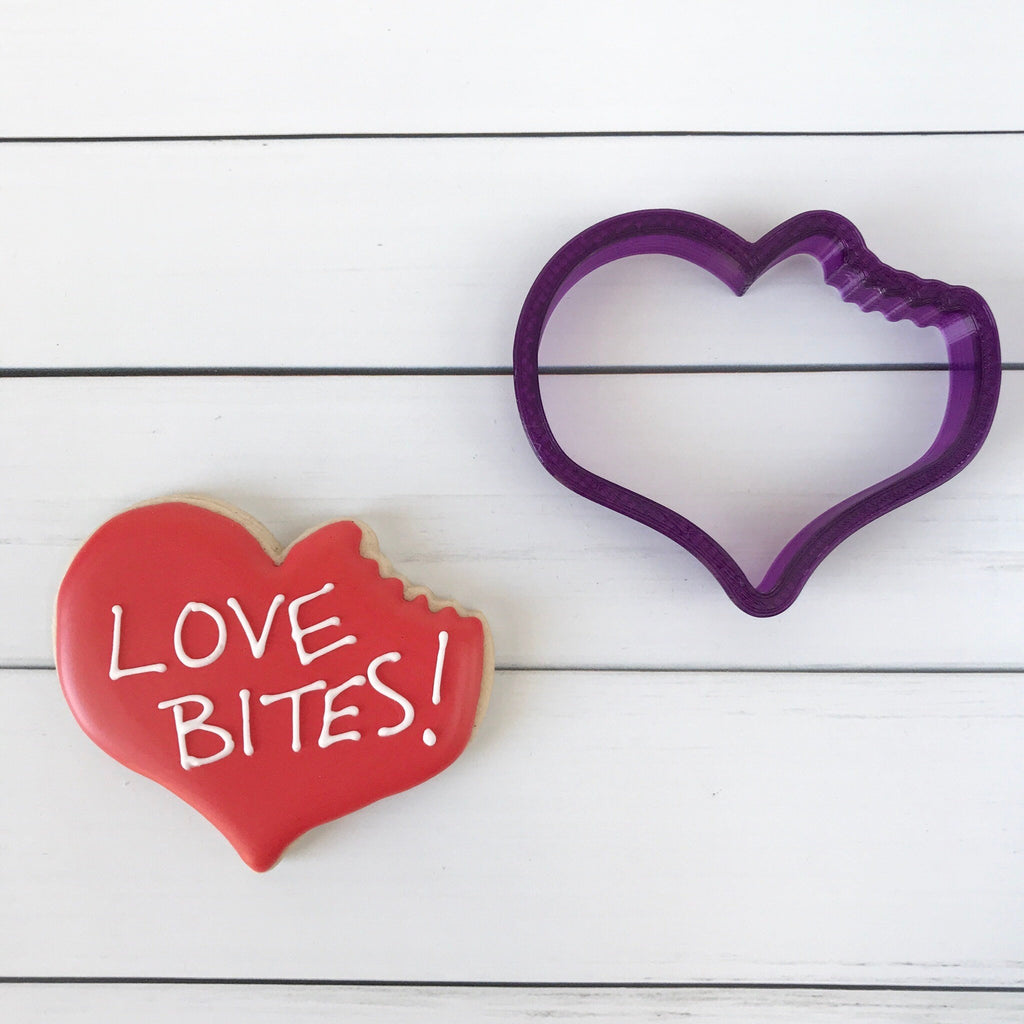 Love Bites or Bitten Heart Cookie Cutter and Fondant Cutter and Clay Cutter