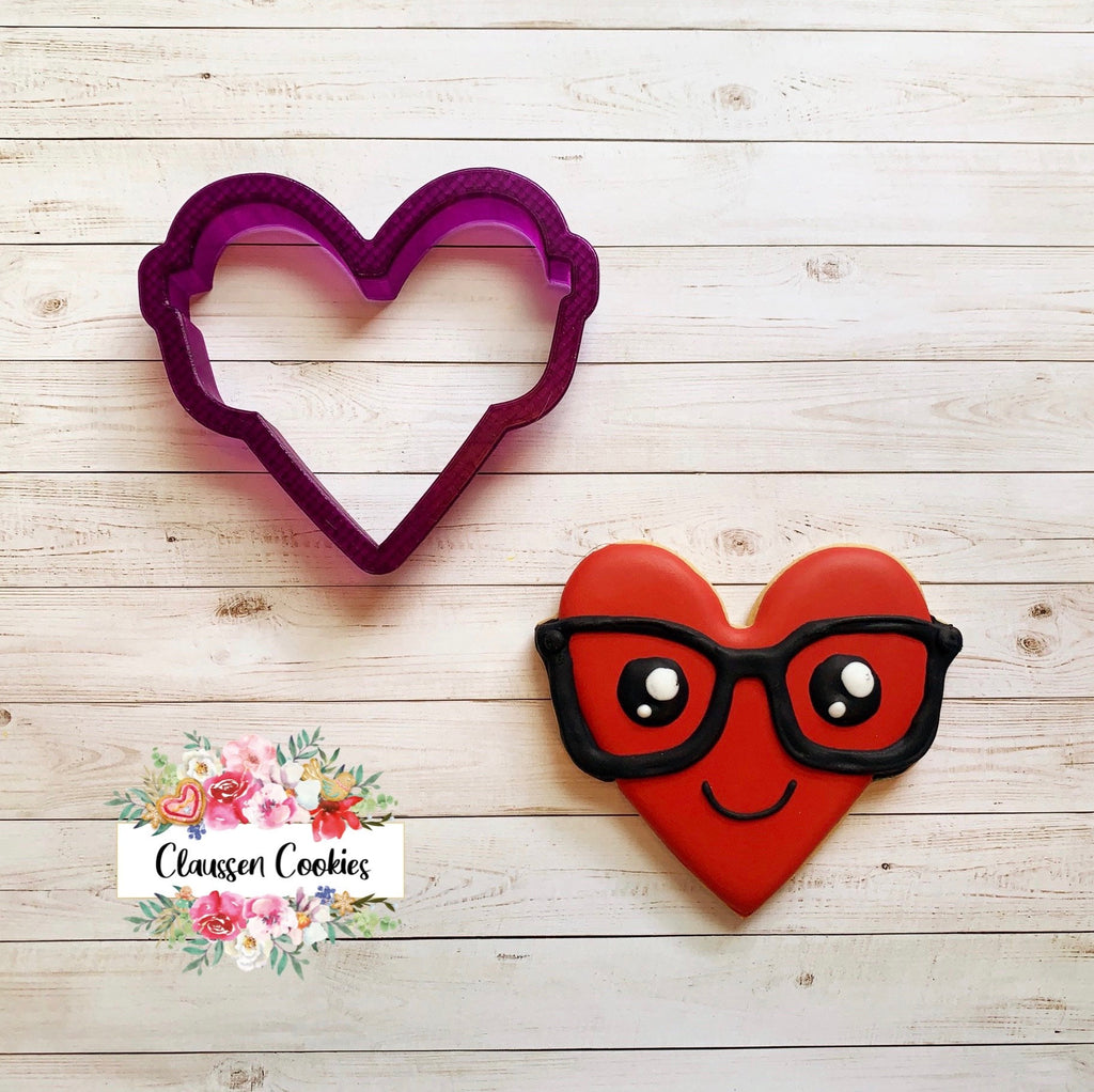 Nerdy Heart with Glasses Cookie Cutter and Fondant Cutter and Clay Cutter