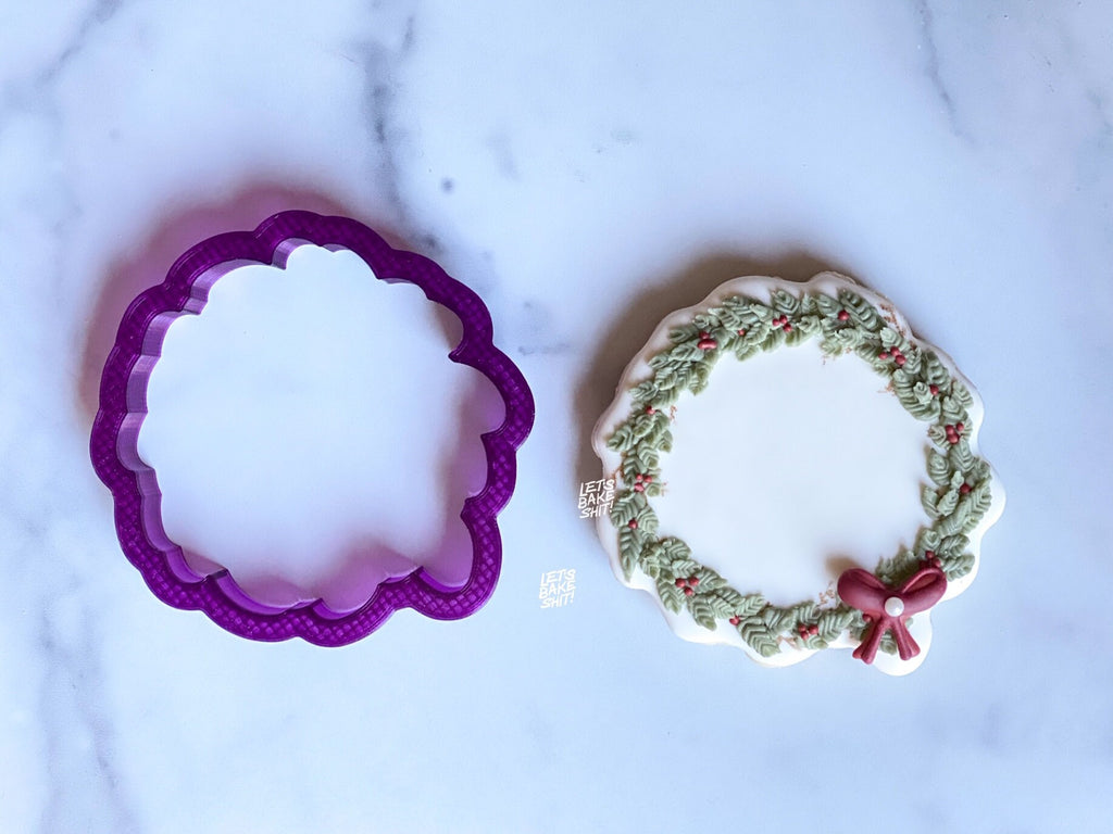 Wreath with Leaf Flourish Cookie Cutter or Fondant Cutter and Clay Cutter