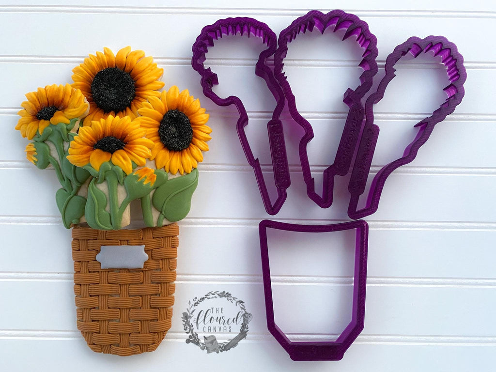 The Floured Canvas Sunflower Bouquet Set Cookie Cutters and Fondant Cutters and Clay Cutters