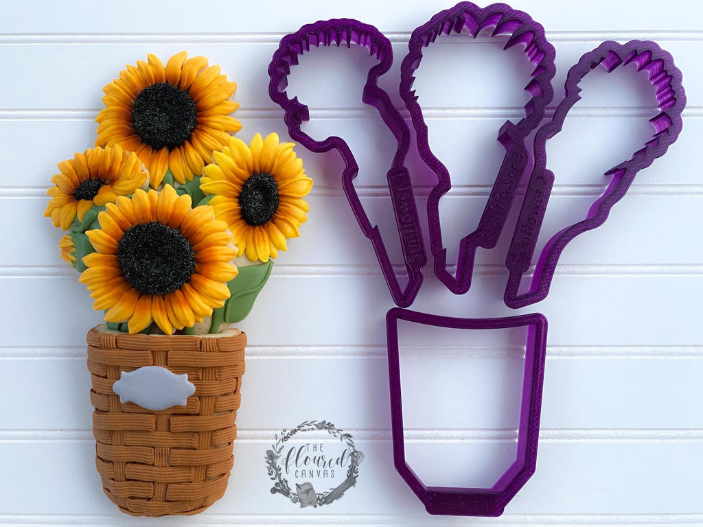 Digital STL File Download for The Floured Canvas Sunflower Bouquet Set of 4 Cookie Cutters and Fondant Cutters and Clay Cutters