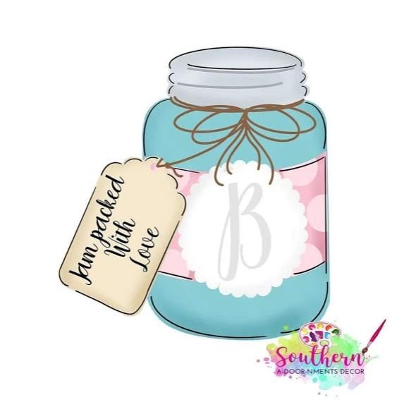 Mason Jar with Tag Cookie Cutter and Fondant Cutter and Clay Cutter