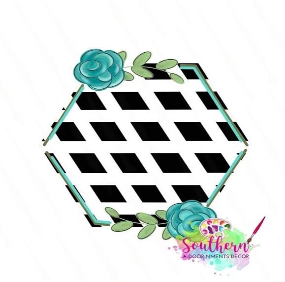 Floral Hexagon Plaque Cookie Cutter and Fondant Cutter and Clay Cutter