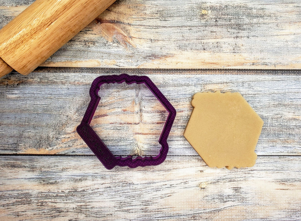 Floral Hexagon Plaque Cookie Cutter and Fondant Cutter and Clay Cutter