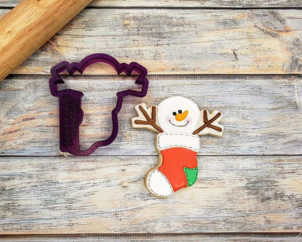 Snowman in a Stocking Cookie Cutter or Fondant Cutter and Clay Cutter