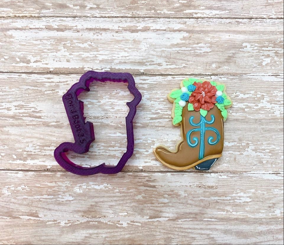 Floral Boot Cookie Cutter and Fondant Cutter and Clay Cutter