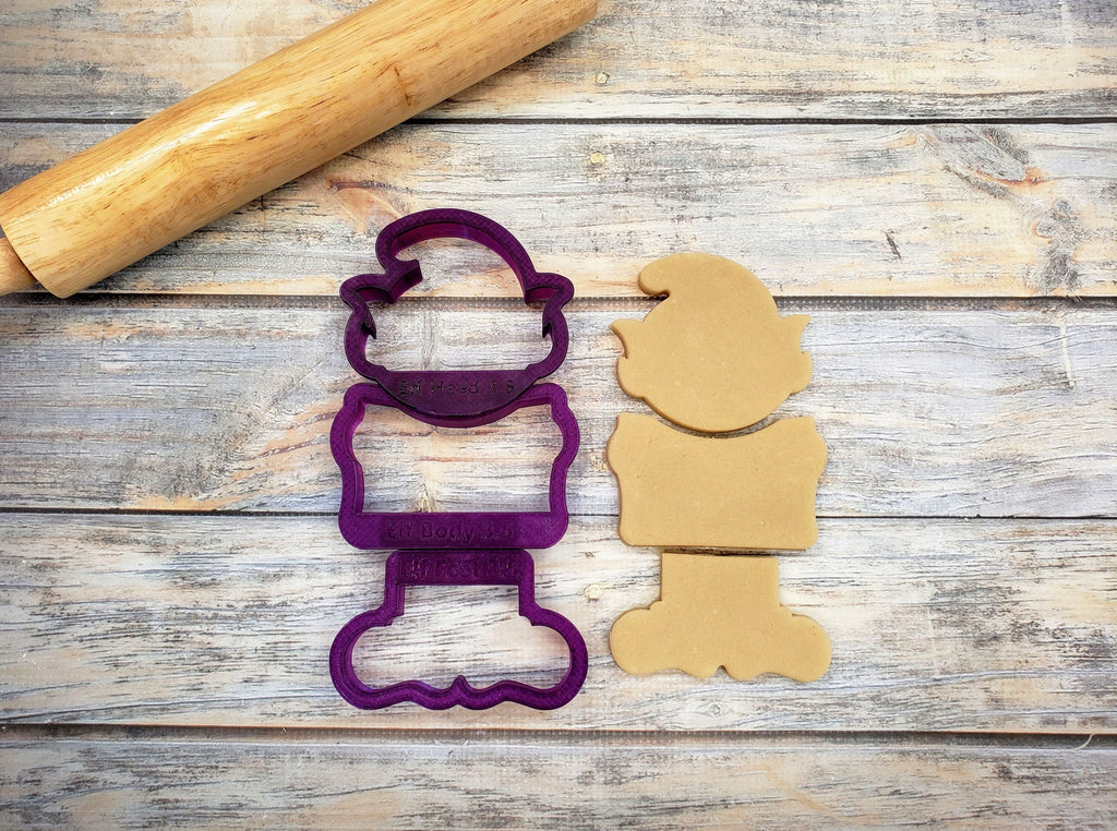 Elf Set of 3 Cookie Cutters and Fondant Cutter and Clay Cutter