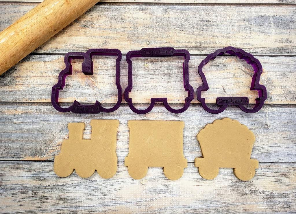 Train Set of 3 Cookie Cutter and Fondant Cutter and Clay Cutter