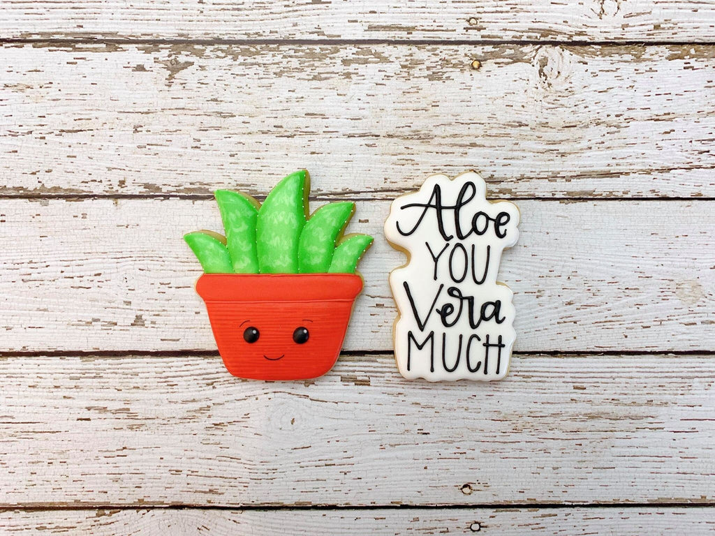 Aloe You Vera Much Hand Lettered Cookie Cutter and Fondant Cutter and Clay Cutter with Optional Stencil