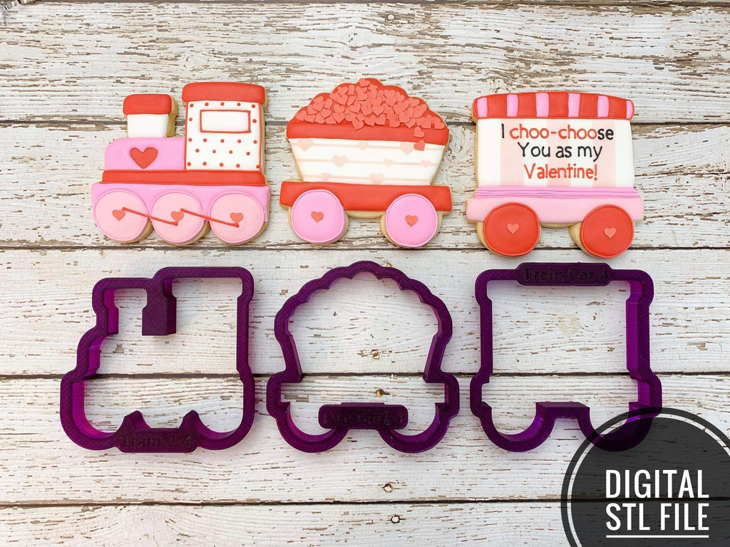 Digital STL File Download for Train Set of 3 Cookie Cutter and Fondant Cutter and Clay Cutter