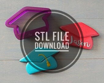 Digital STL File Download for Lilaloa Graduation Cap Cookie Cutter or Fondant Cutter and Clay Cutter