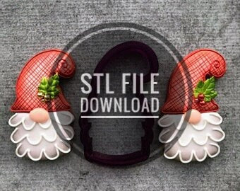 Digital STL File Download for Gnome #4 or Santa Cookie Cutter and Fondant Cutter and Clay Cutter