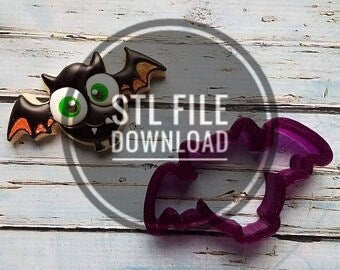 Digital STL File Download for Bat or Halloween Bat Cookie Cutter or Fondant Cutter and Clay Cutter