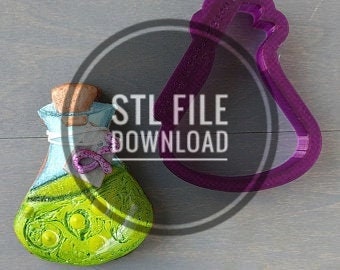 Digital STL File Download for Lilaloa Potion Bottle Cookie Cutter or Fondant Cutter and Clay Cutter