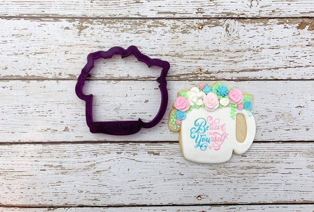 Floral Mug Cookie Cutter and Fondant Cutter and Clay Cutter