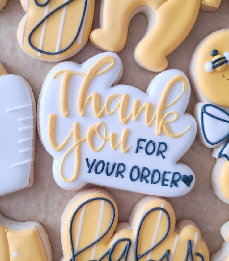 Thank You For Hand Lettered Cookie Cutter and Fondant Cutter and Clay Cutter