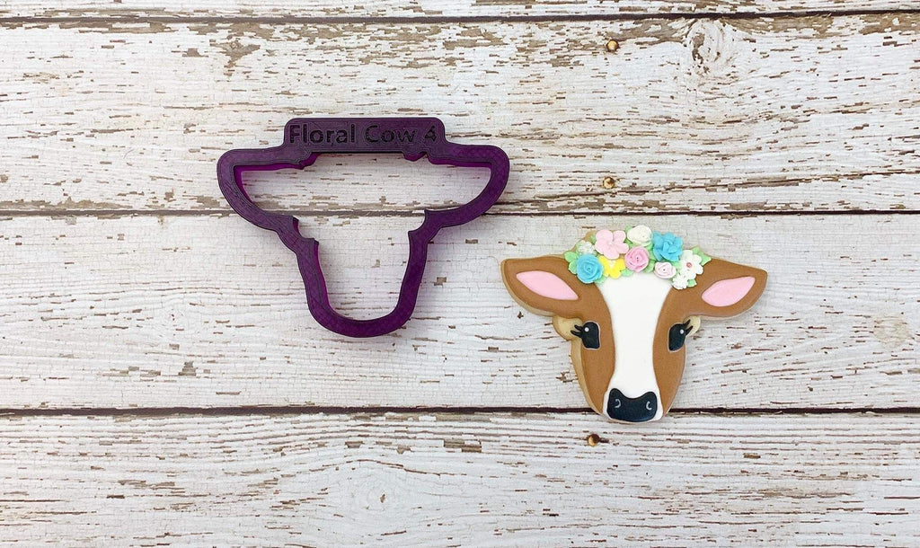 Floral Cow Cookie Cutter and Fondant Cutter and Clay Cutter