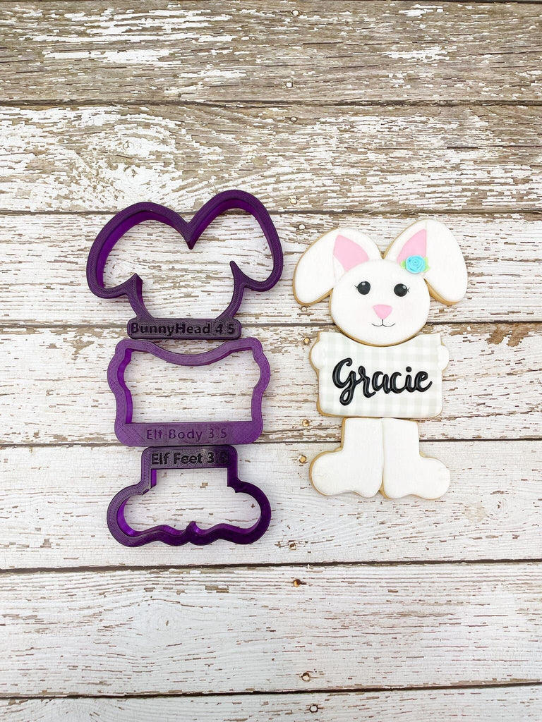 Easter Bunny Set of 3 Cookie Cutters and Fondant Cutter and Clay Cutter