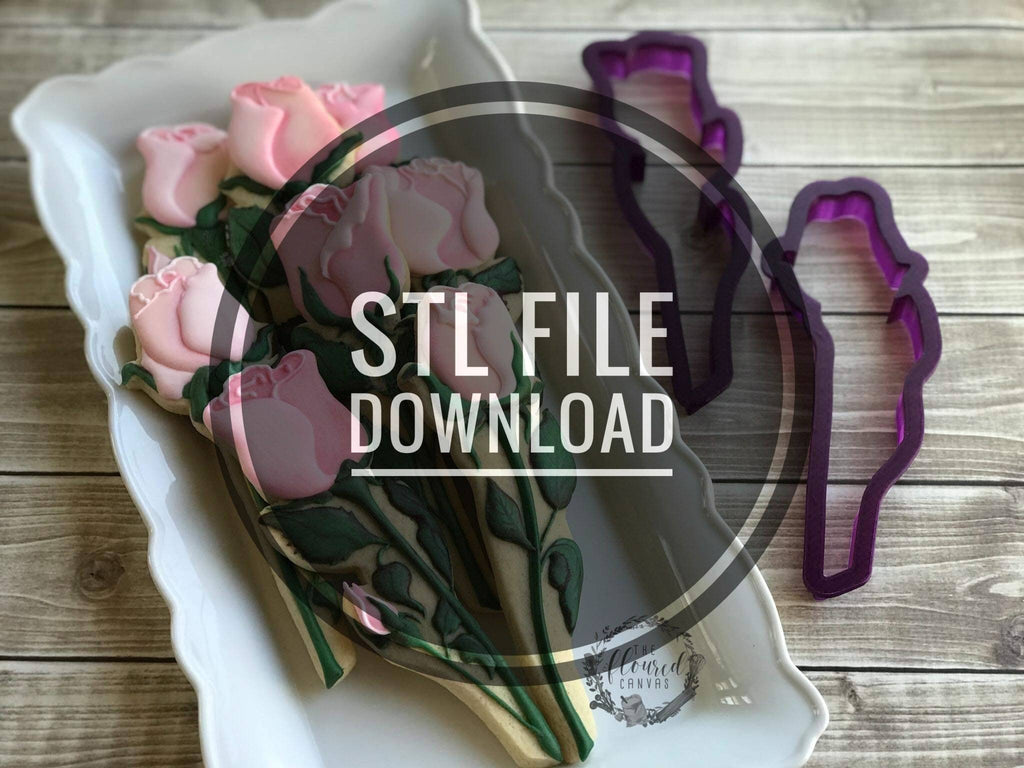 Digital STL File Download for The Floured Canvas Rose Bouquet Set of 2 Cookie Cutters and Fondant Cutters and Clay Cutters