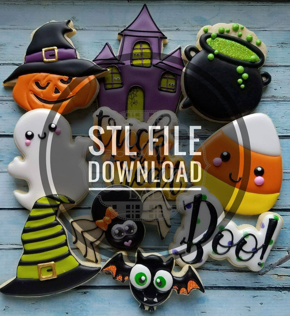 Digital STL File Download for Set of 10 Halloween Cookie Cutters and Fondant Cutters and Clay Cutters