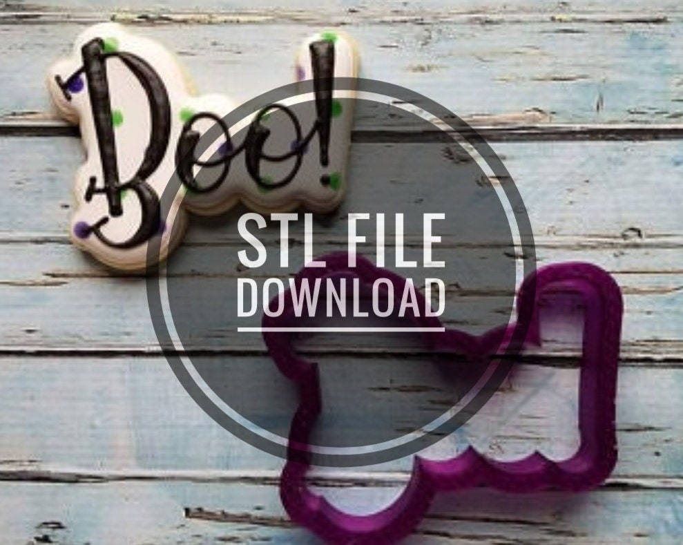 Digital STL File Download for Boo! Hand Lettered Cookie Cutter and Fondant Cutter and Clay Cutter