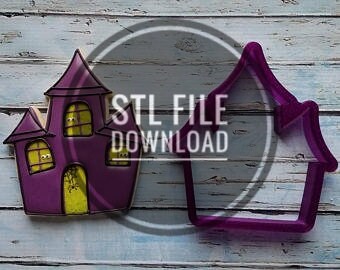 Digital STL File for Haunted House or Creepy House Cookie Cutter or Fondant Cutter and Clay Cutter