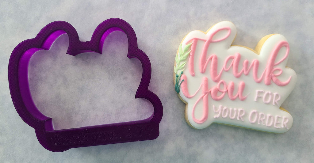 Thank You For Hand Lettered Cookie Cutter and Fondant Cutter and Clay Cutter