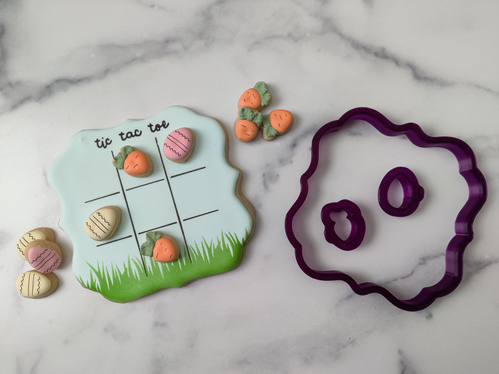 Tic Tac Toe Board for Easter Cookie Cutter and Fondant Cutter and Clay Cutter with Optional Stencil