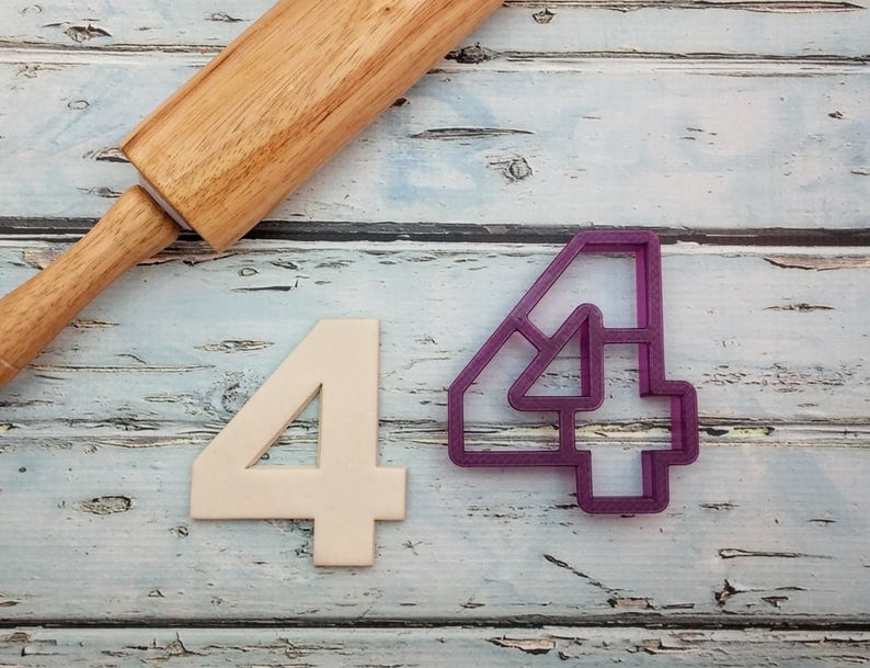 Digital STL Download File for 4 Four Fourth Number Cookie Cutter