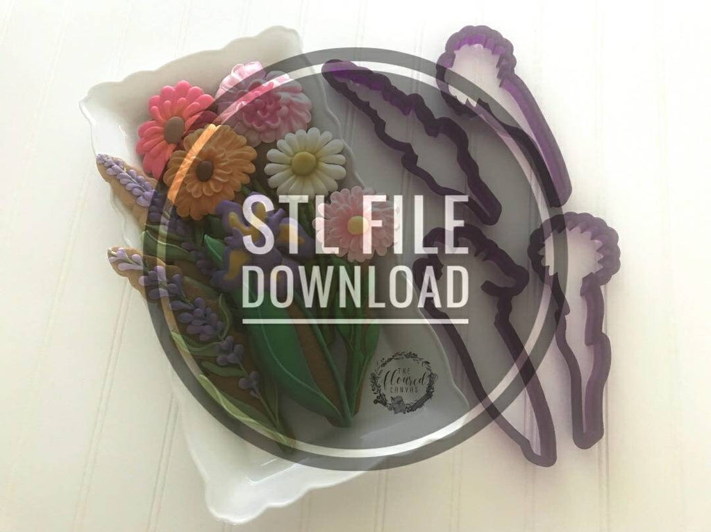 Digital STL File Download for The Floured Canvas Mixed Floral Set of 4 Cookie Cutters and Fondant Cutters and Clay Cutters